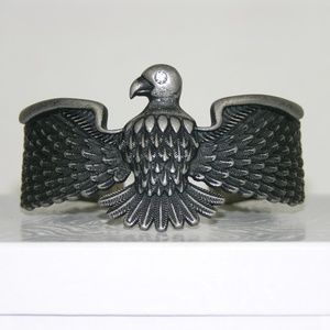 Antiqued Silver Eagle Cuff with White Zircon Eye